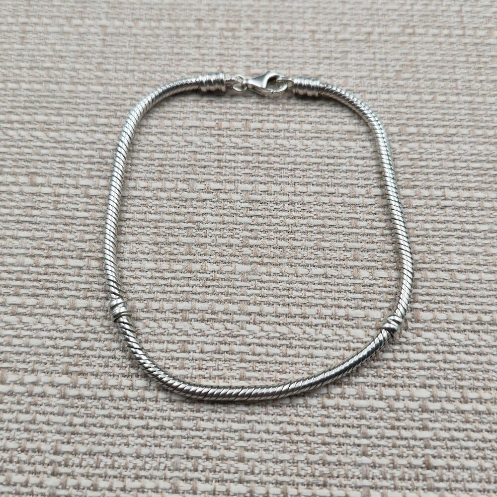 9 Inch Sterling Silver Charm Design Snake Chain Bracelet A6471